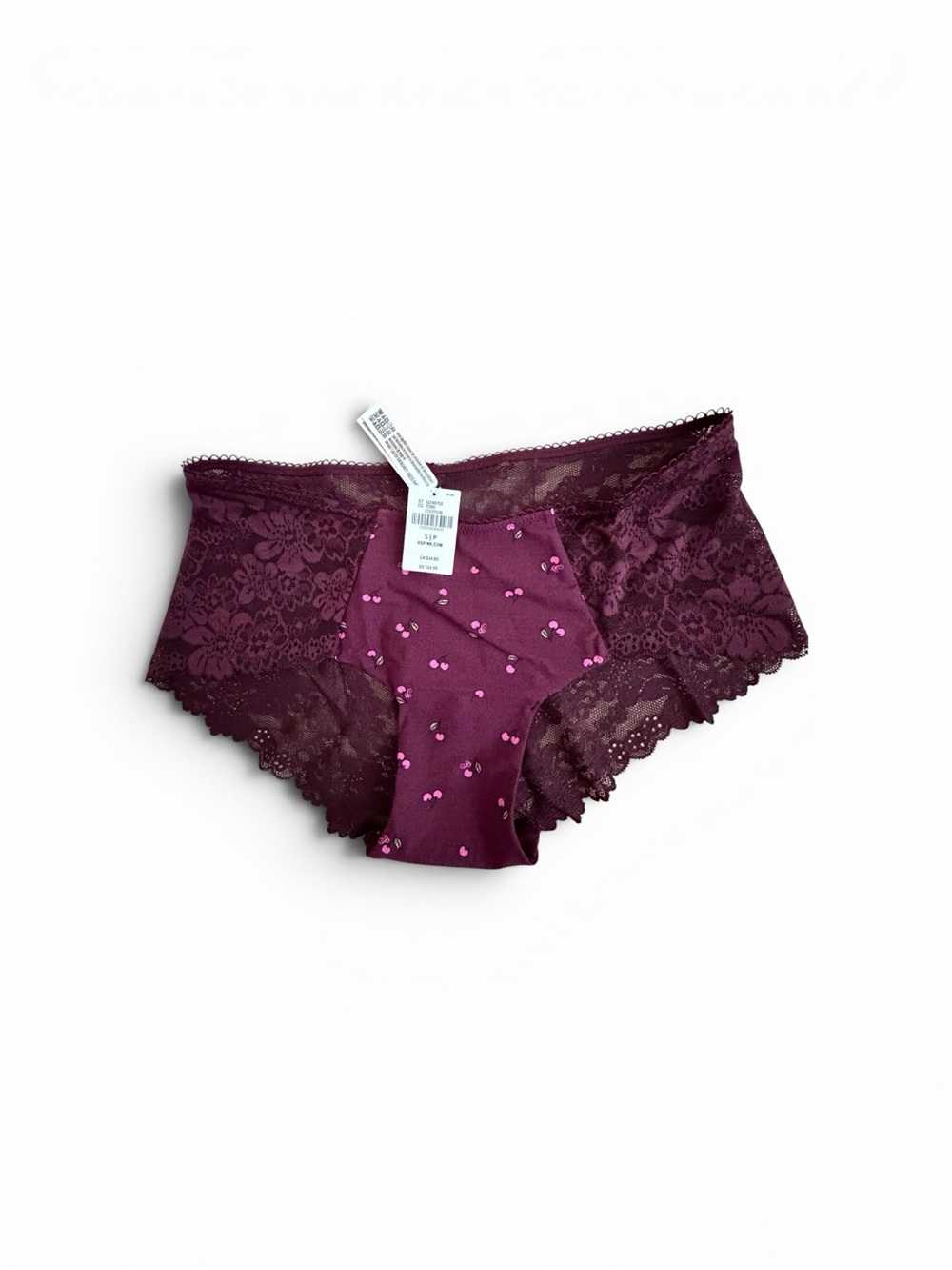 Victoria's Secret Plum Lace & Dot Boyshort Panty